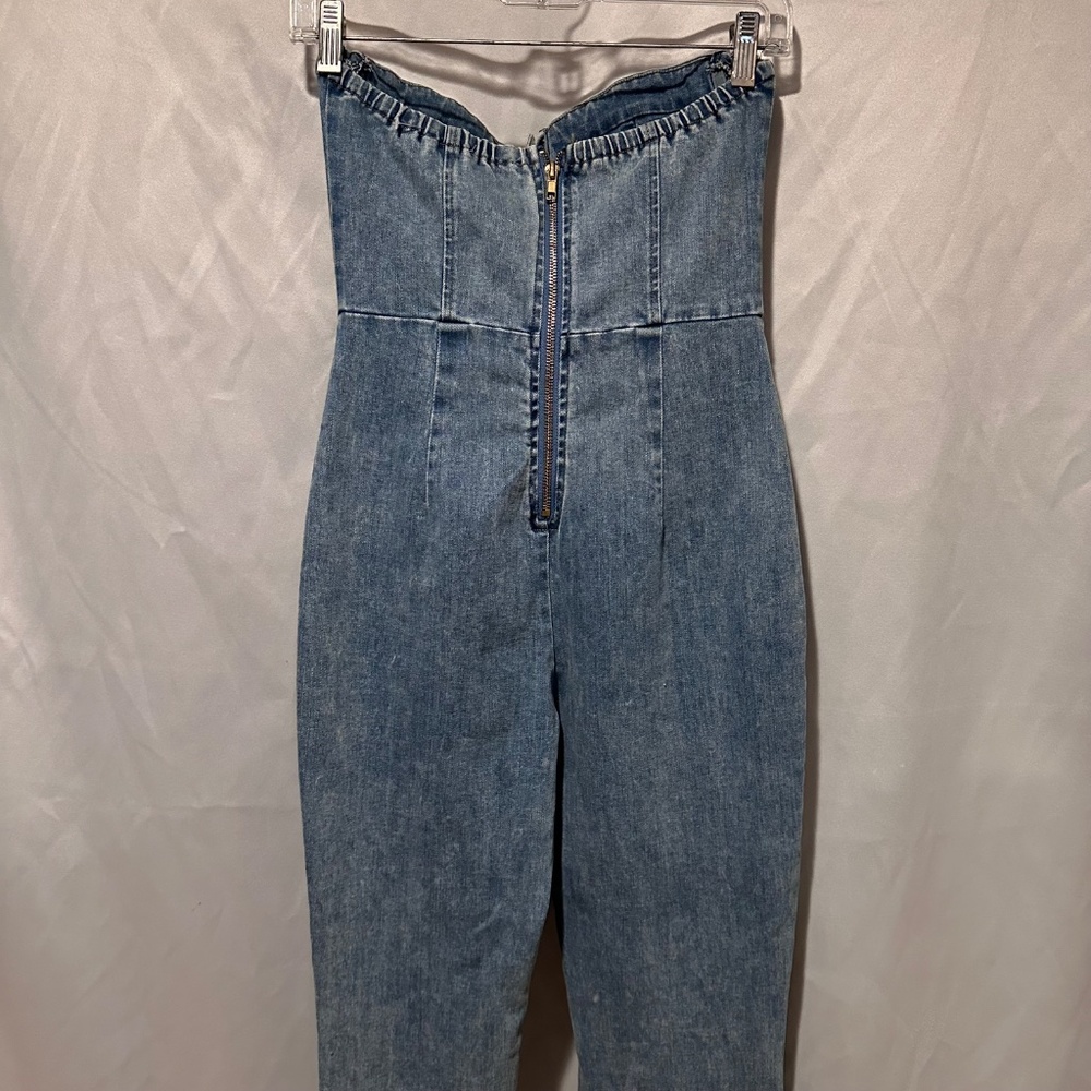 Denim Corset Bustier Jump Suit Size Small - Picture 4 of 6